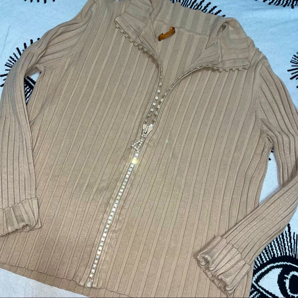 90s Zip-Up Bejeweled Sweater